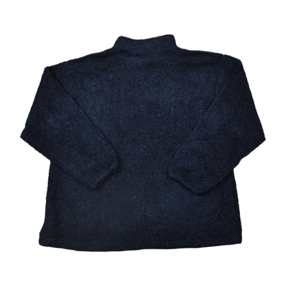 Vintage Fleece 1/4 Zip Retro Pattern Navy Large