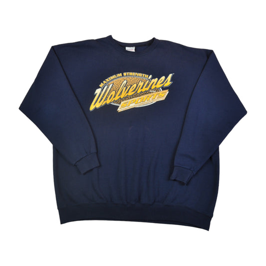 Vintage Wolverines Sports Sweatshirt Navy XL