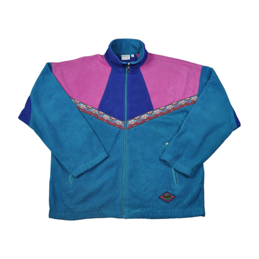 Vintage Fleece Jacket Maier Retro Blue Large