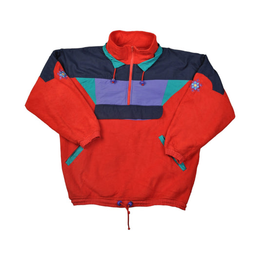 Vintage Fleece 1/4 Zip Retro Red XL