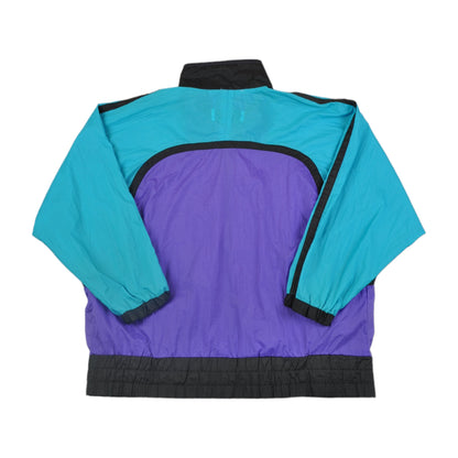 Vintage Shell Suit Windbreaker Jacket 80s Block Colour Purple/Blue Large