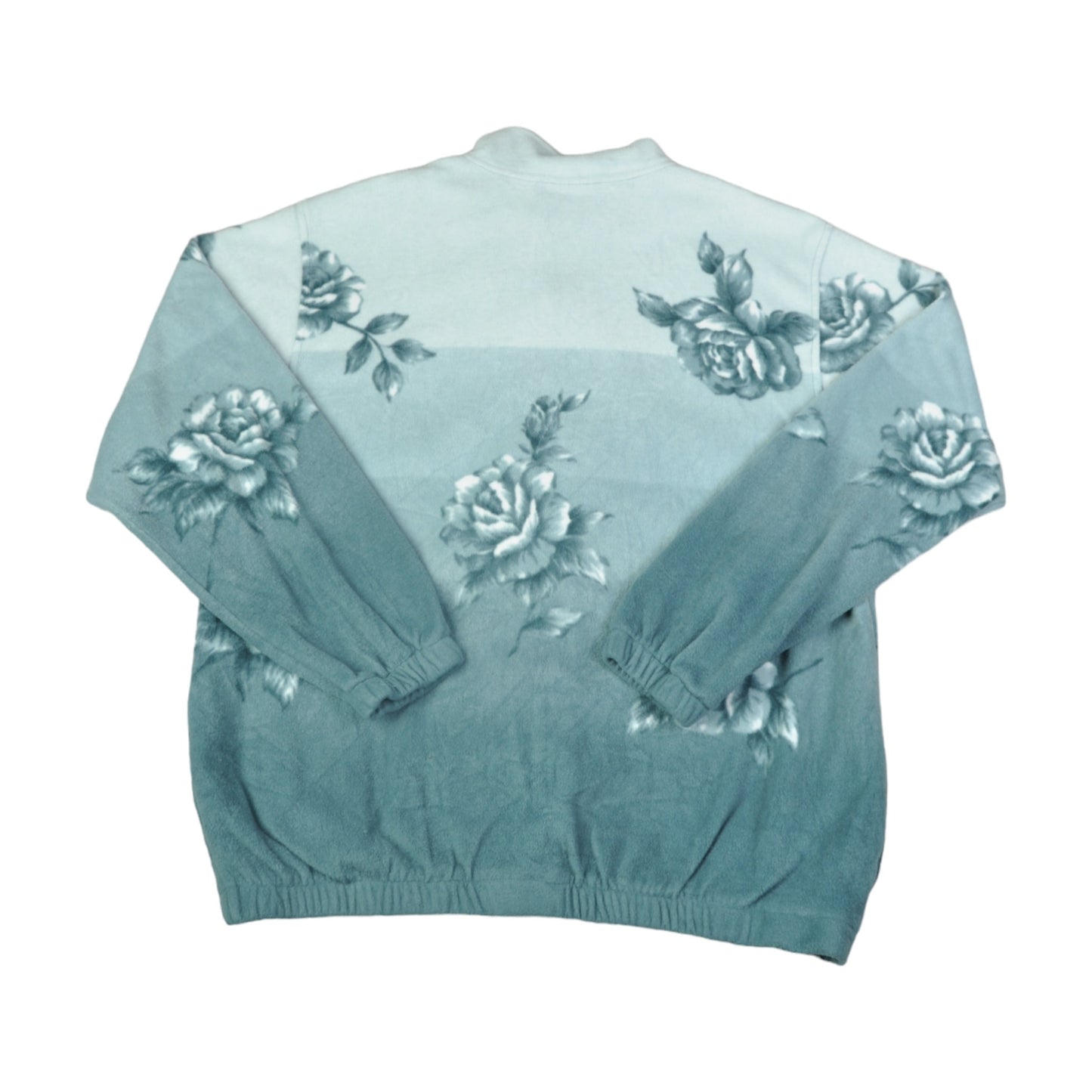 Vintage Fleecejacke Blumenmuster Blau Damen Groß