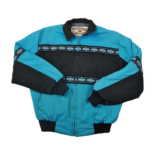Vintage Workwear Aztec Jacket Blue Large