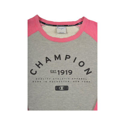 Vintage Champion Crew Neck Sweatshirt Grey/Pink Ladies XL