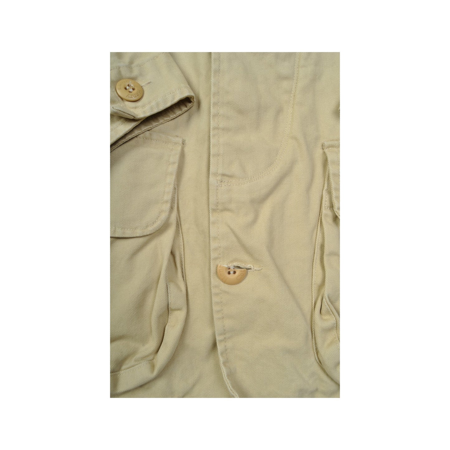 Vintage Workwear Henry Cotton Button Up Jacket Beige Large