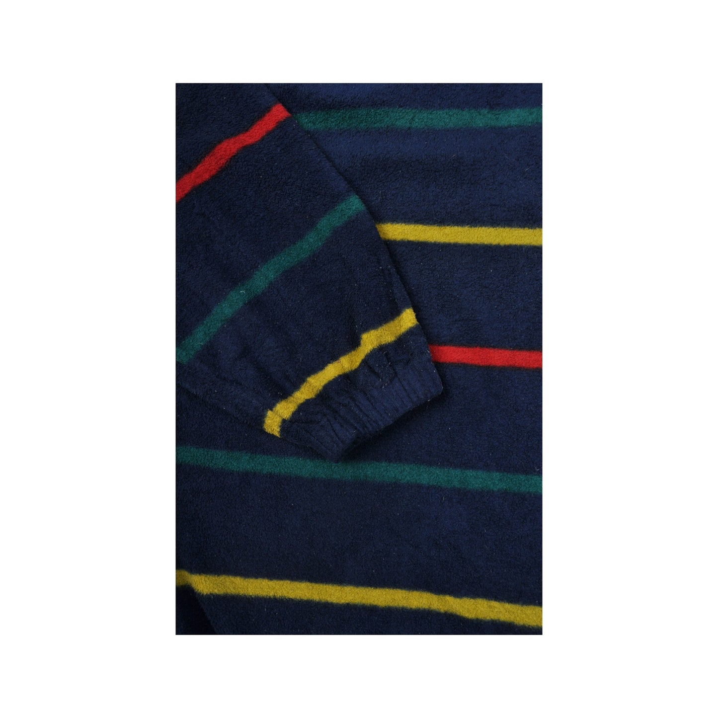 Vintage Fleece 1/4 Zip Cotton Traders Stripe Pattern Navy Medium