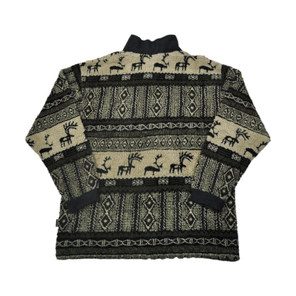 Vintage Fleece 1/4 Zip Retro Pattern Medium