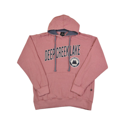 Vintage Deep Creek Lake Hoodie Sweatshirt Pink Medium