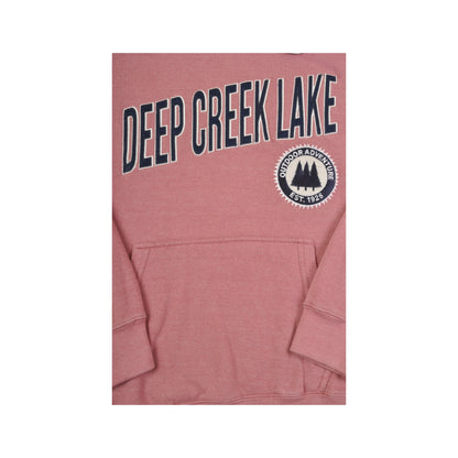 Vintage Deep Creek Lake Hoodie Sweatshirt Pink Medium