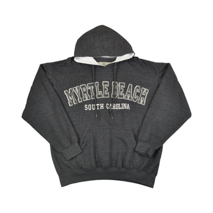 Vintage Myrtle Beach Hoodie Sweatshirt Grey Medium