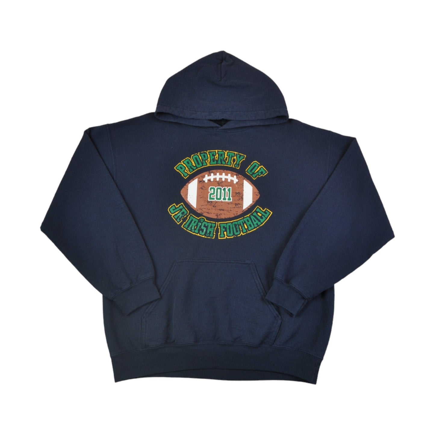 Vintage Eigentum von Jr Irish Football Hoodie Sweatshirt Navy Medium