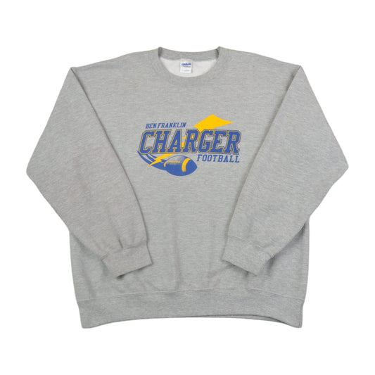 Vintage Ben Franklin Charger Football Sweatshirt Grey Large