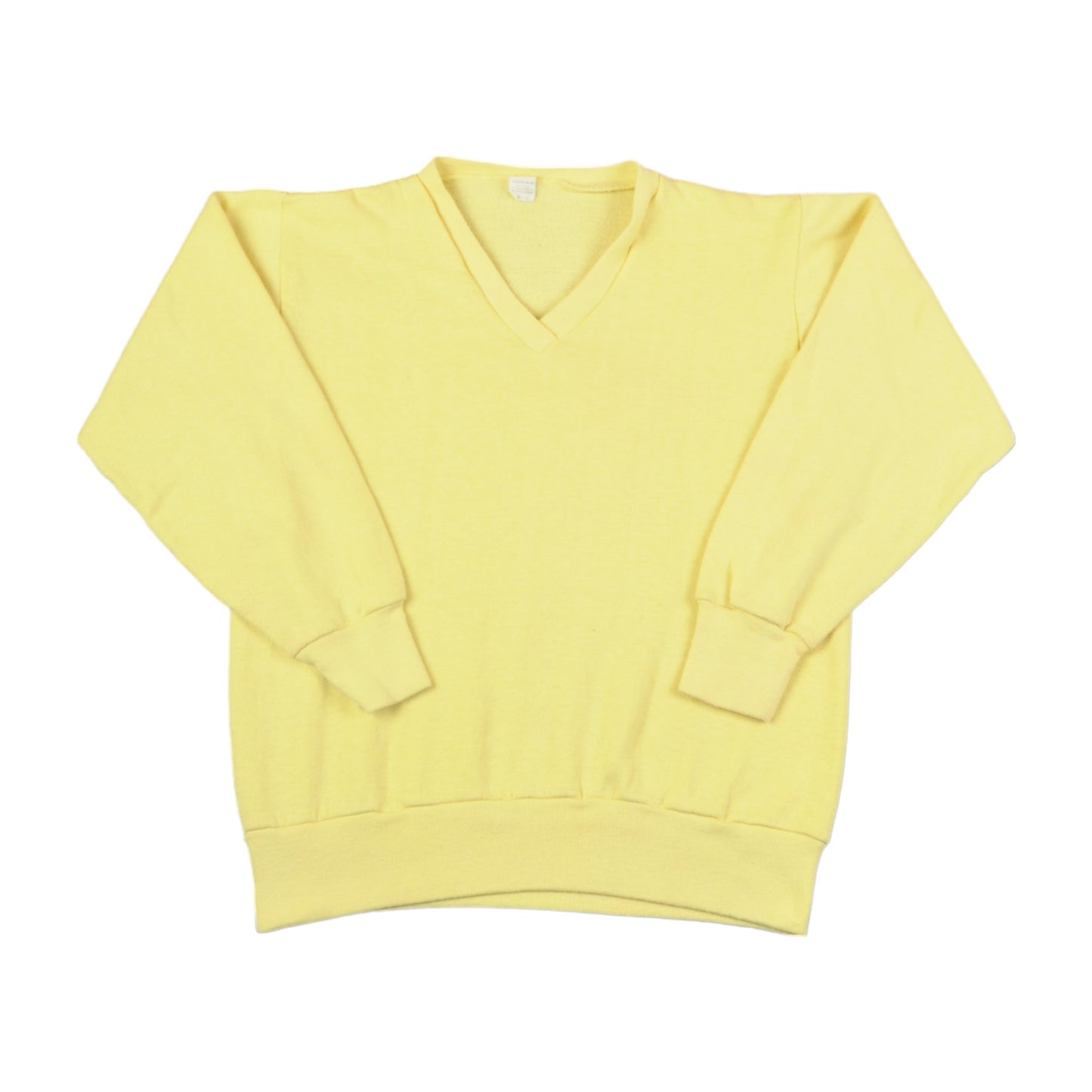 Vintage 80s V-Neck Sweatshirt Yellow Ladies Medium