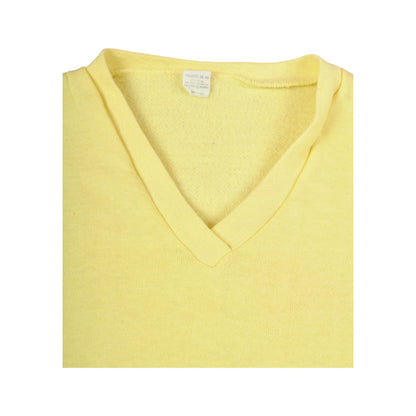 Vintage 80s V-Neck Sweatshirt Yellow Ladies Medium