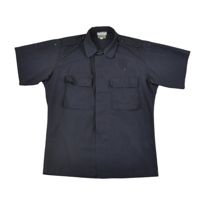 Vintage Workwear Shirt Short Sleeved Navy Medium