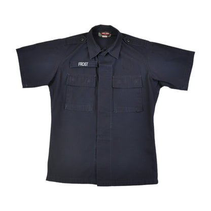 Vintage Workwear Shirt Short Sleeved Navy Small