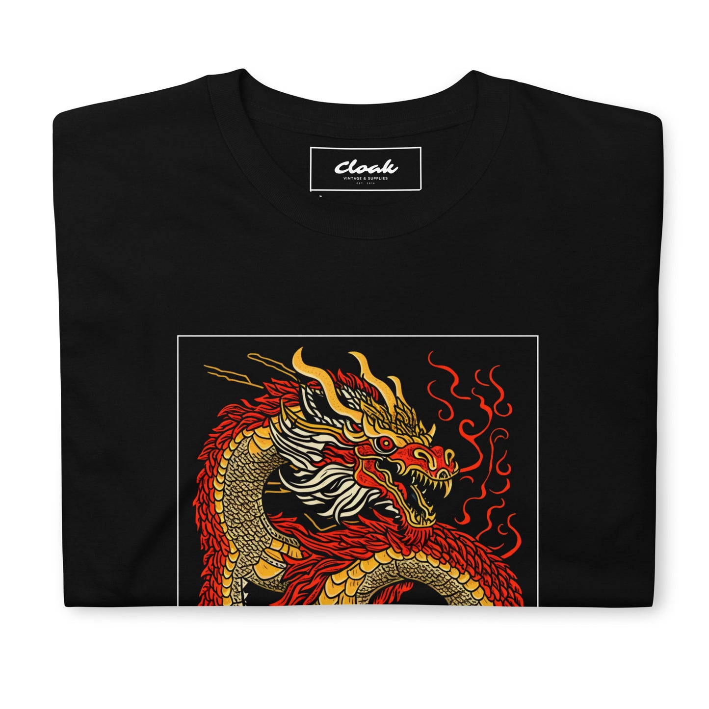 T-Shirt mit japanischem Drachen-Aufdruck, Schwarz (S-XXXL)