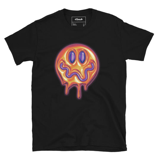 T-Shirt mit Trippy Face-Aufdruck, Schwarz (S-XXXL)