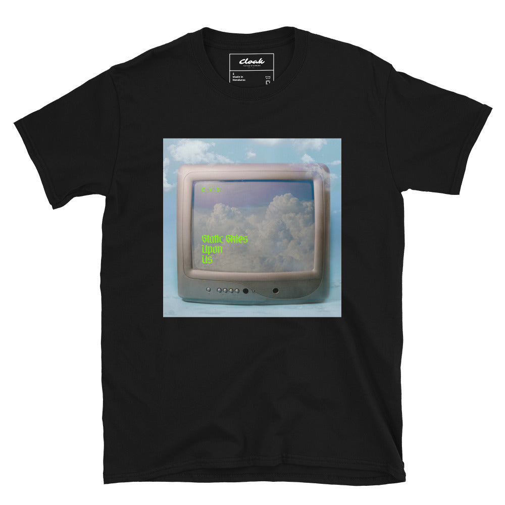 T-Shirt mit Aufdruck „Static Skies TV“ in Schwarz (S-XXXL)