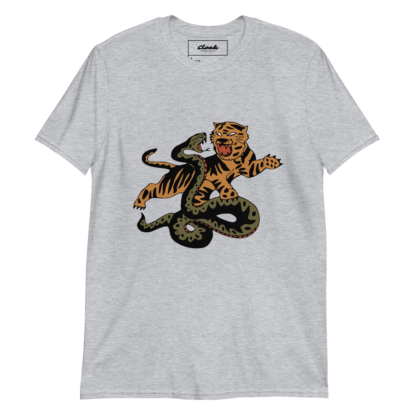 T-Shirt mit Schlangen- und Tiger-Aufdruck, Grau (S-XXXL)