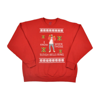 Vintage Christmas Sweatshirt Sleigh Ride Red Medium