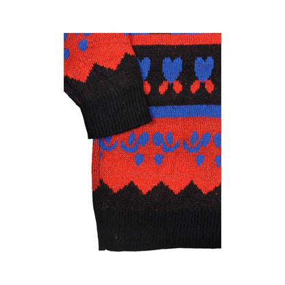 Vintage Knitted Jumper Retro Pattern Red/Blue Ladies Medium