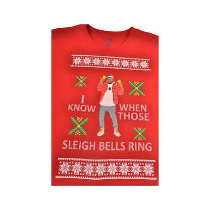 Vintage Christmas Sweatshirt Sleigh Ride Red Medium
